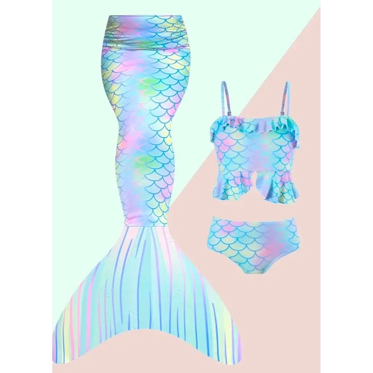 GENERICO - Traje de baño sirena niña 3 piezas