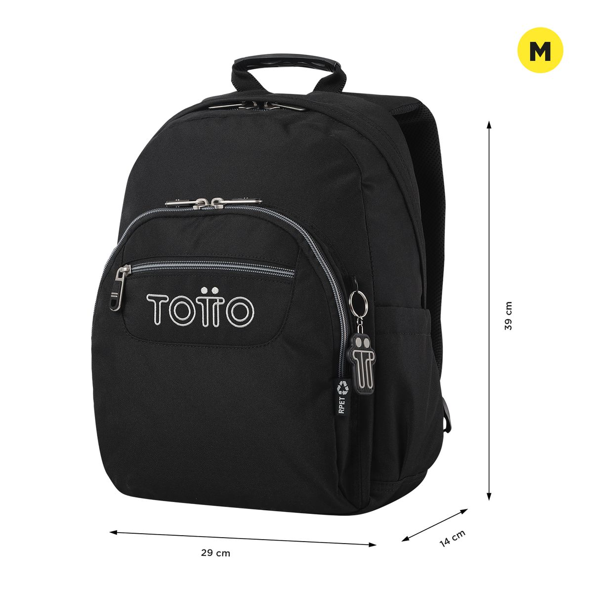 TOTTO - Morral Juvenil Porta PC 13" Gommas Negro