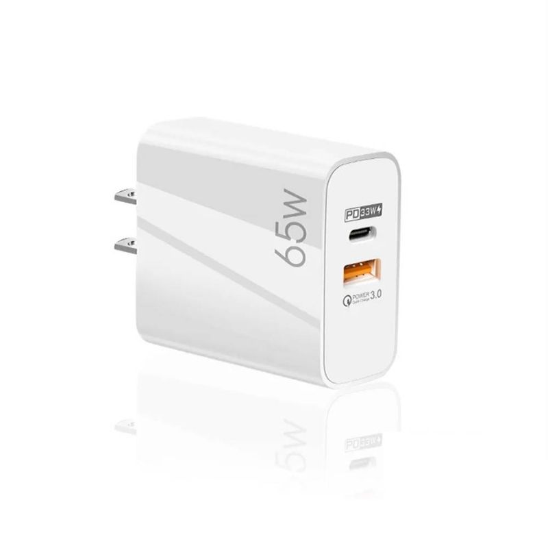 GENERAL - Cargador Carga Rapida 65W F002 USB Portatil Blanco