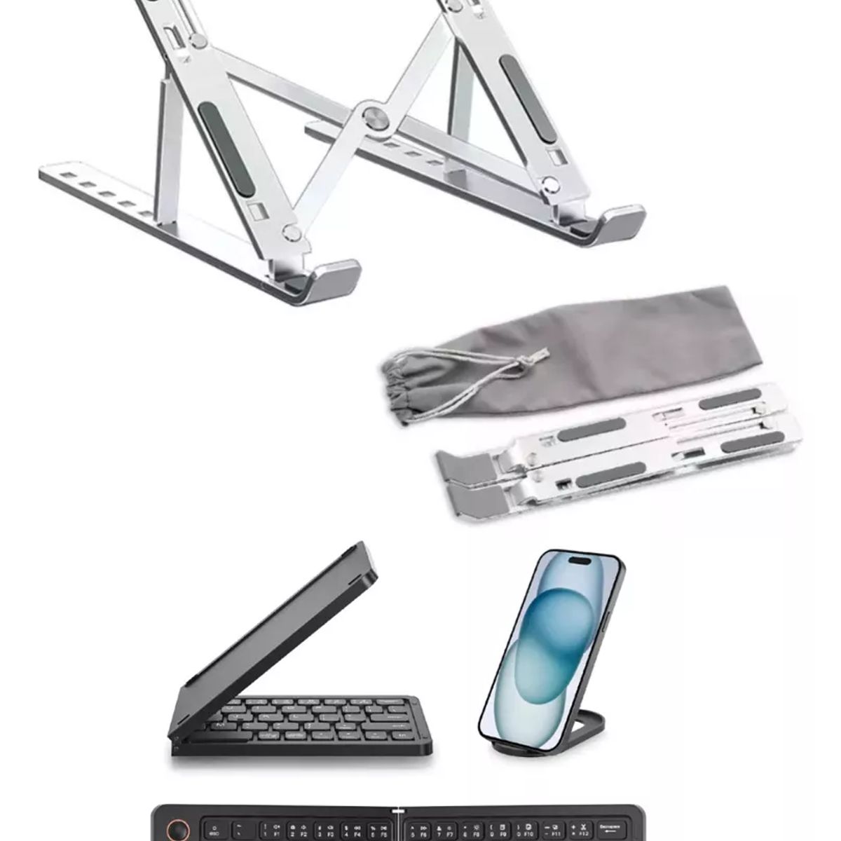 GENERICO - Soporte Laptop Aluminio Ergonómic Teclado Bluetooth Plegable