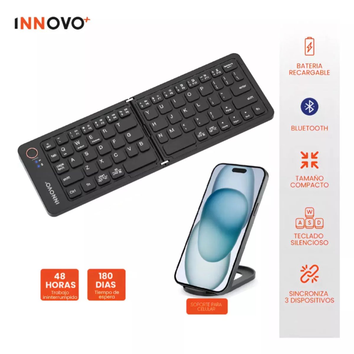 GENERICO - Soporte Laptop Aluminio Ergonómic Teclado Bluetooth Plegable