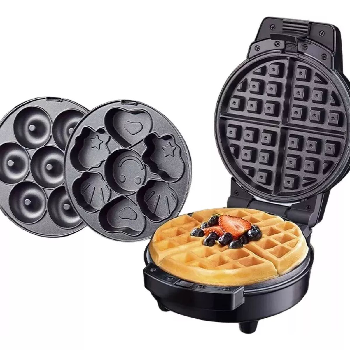 SOKANY - Maquina De Donas Waflera Figuras 3 En 1 Snak Maker 600w
