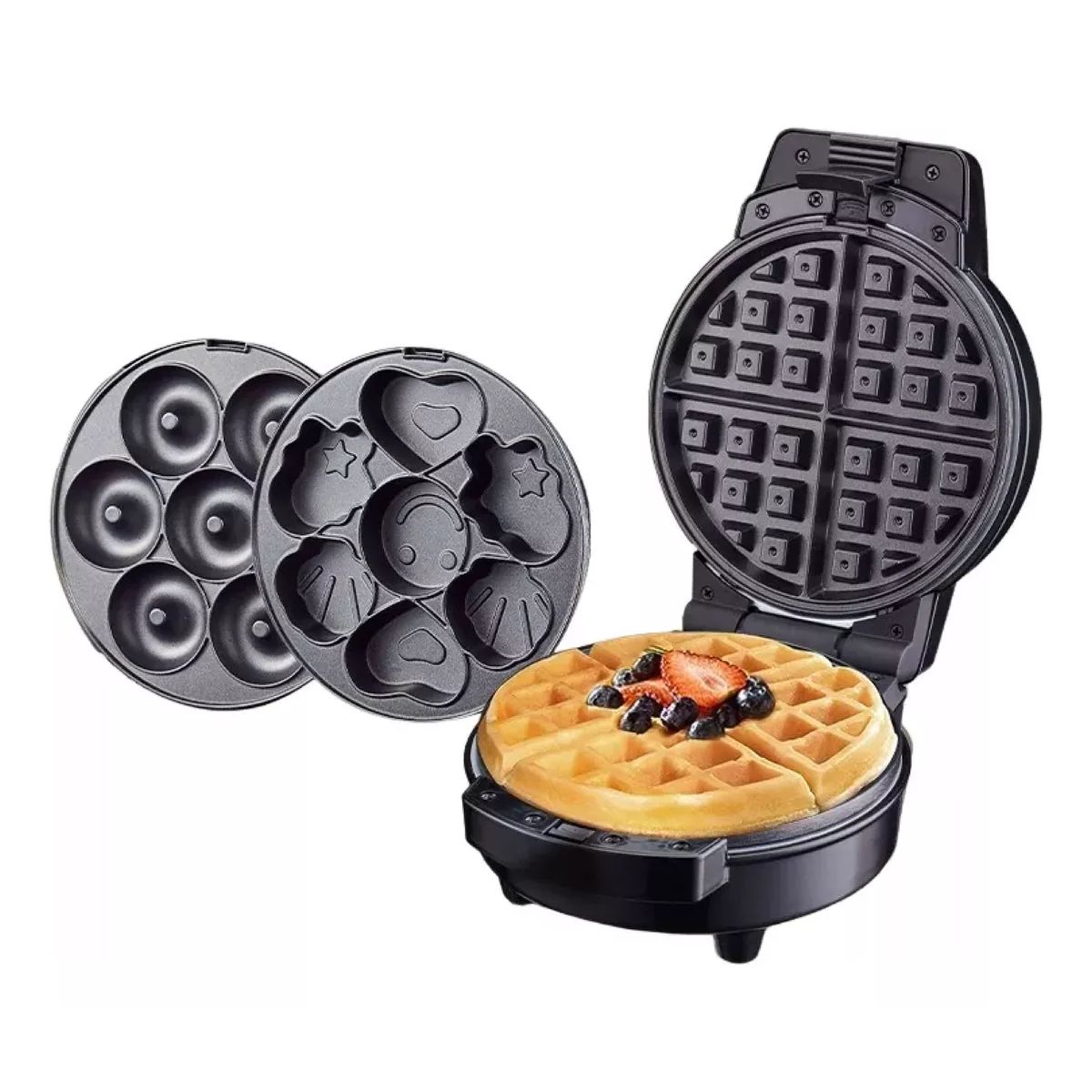 SOKANY - Maquina De Donas Waflera Figuras 3 En 1 Snak Maker 600w