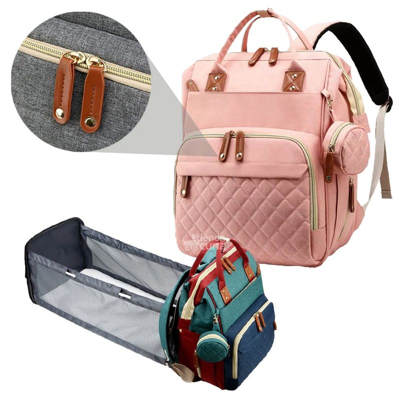 INSULAR - Pañalera cambiador cuna plegable bolso para bebe Salmón