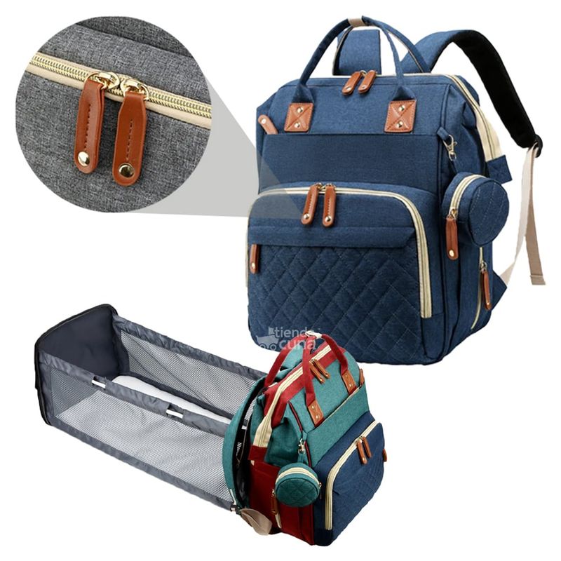 INSULAR - Pañalera cambiador cuna plegable bolso para bebe azul