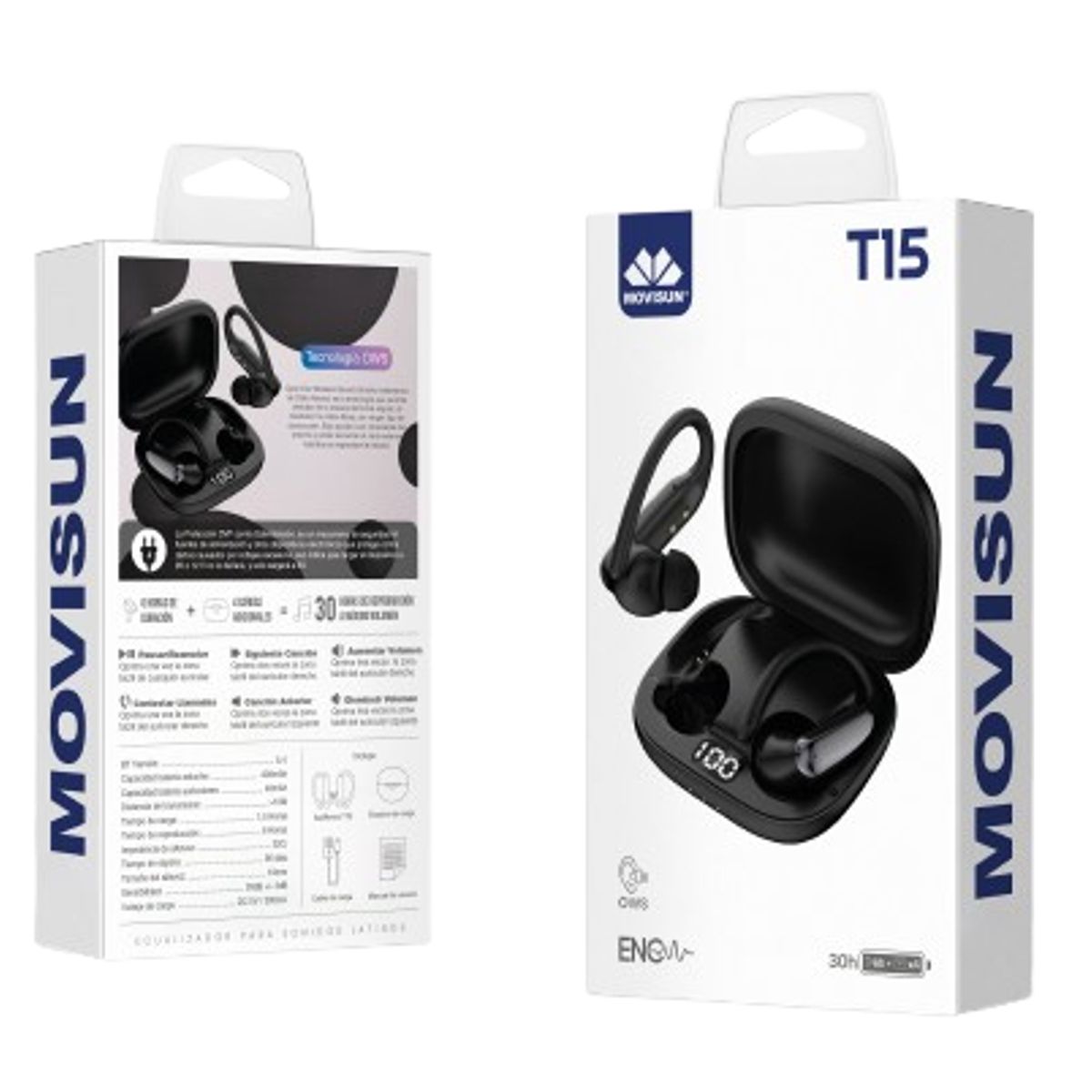MOVISUN - Audífonos Movisun T15 Bluetooth Tws color negro