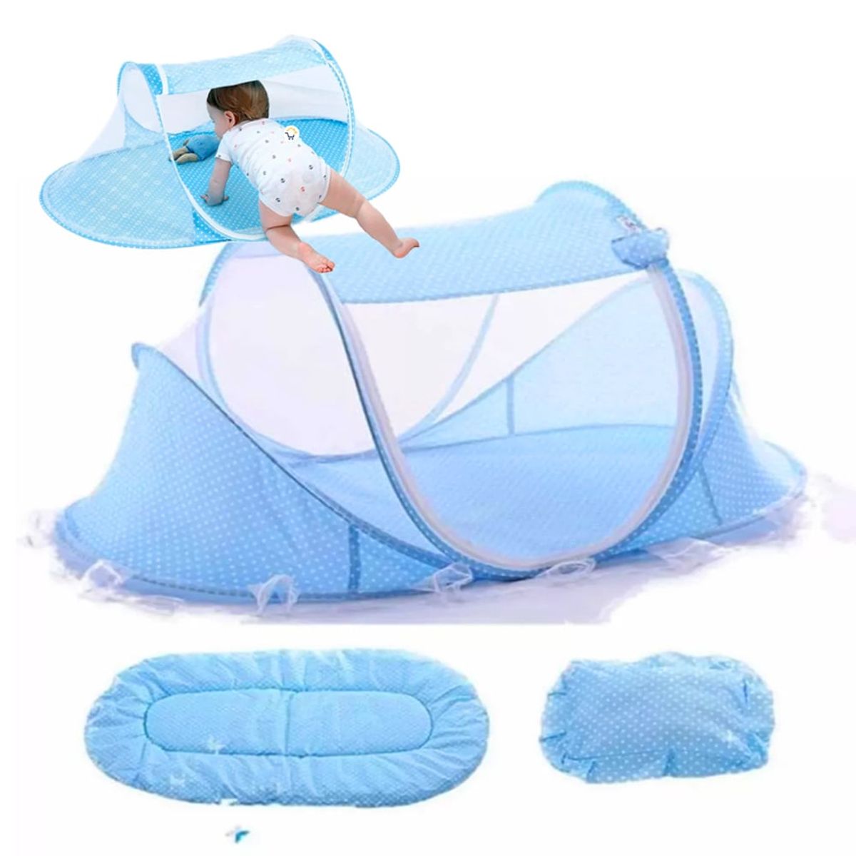 MIFANQI - Cuna mosquitero toldillo portatil para bebe azul