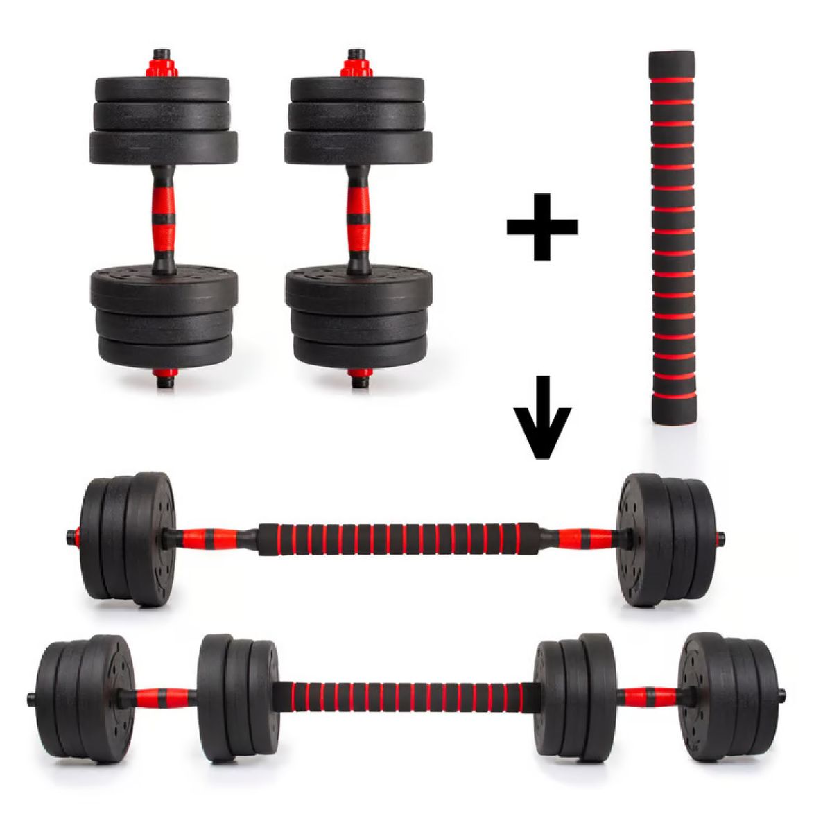 GENERICO - KIT DE MANCUERNAS TERMOFORRADAS 20 KG  NEGRO