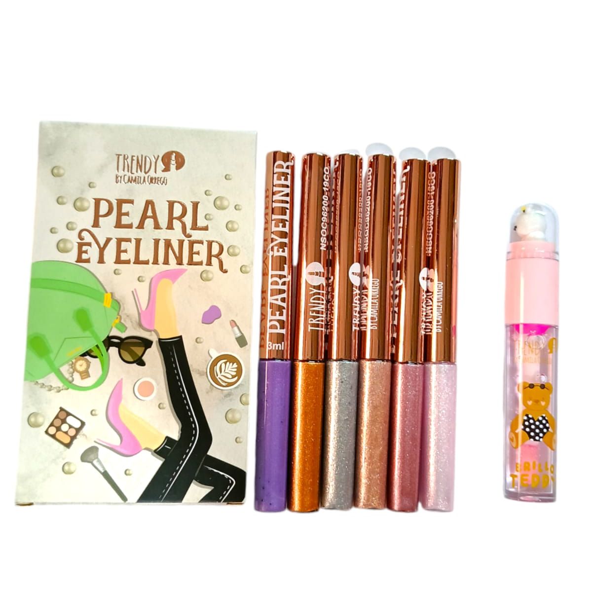 TRENDY - Combo Pearl Eyeliner y Brillo Labial Teddy - Trendy