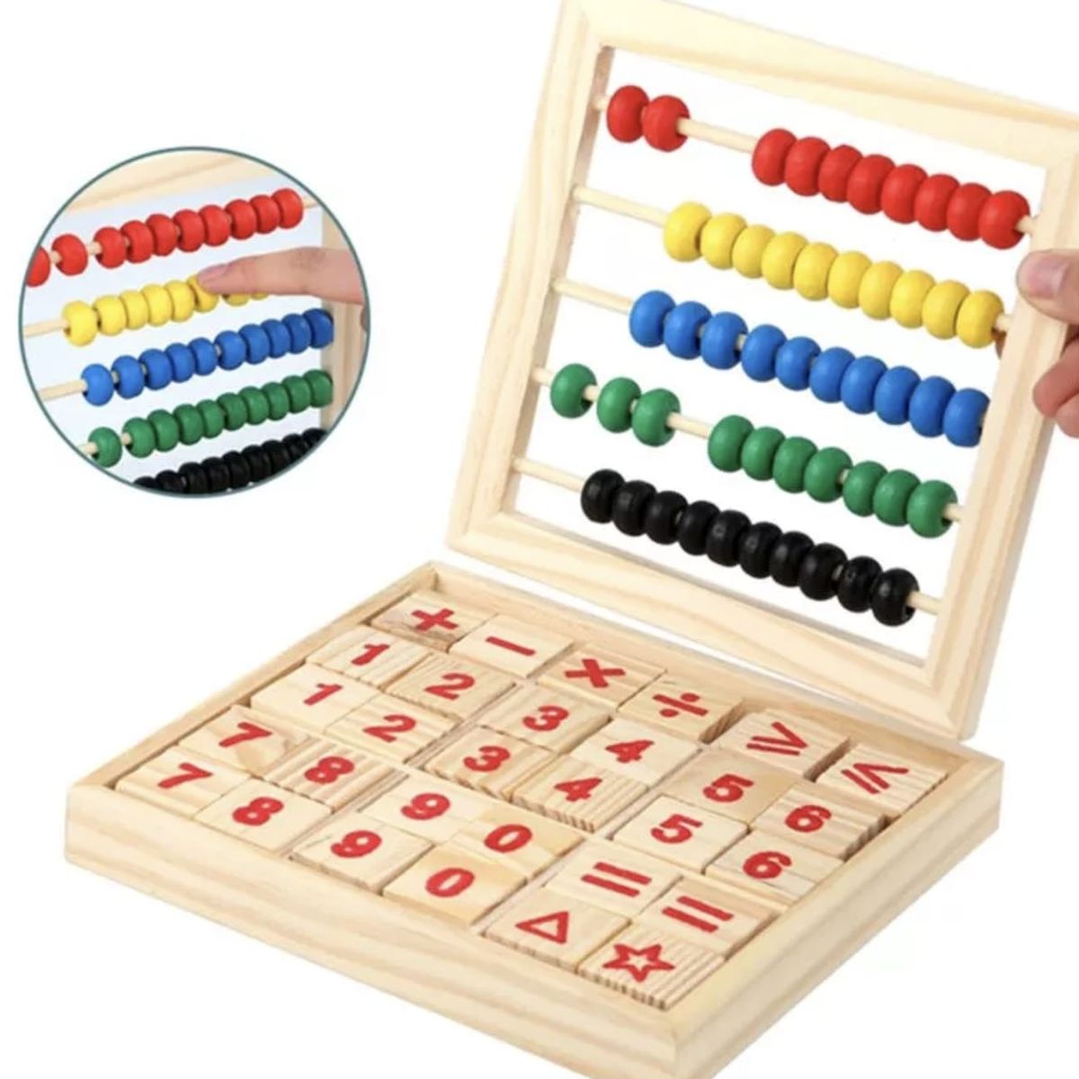 GENERICO - JUEGO EDUCATIVO NIÑOS BLOCKS MADERA NUMEROS LETRAS ABACO