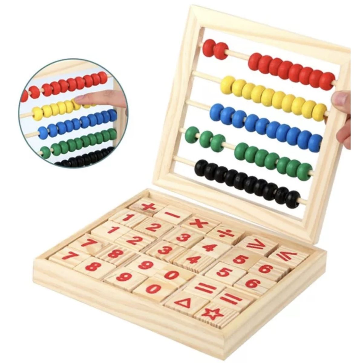 GENERICO - JUEGO EDUCATIVO NIÑOS BLOCKS MADERA NUMEROS LETRAS ABACO