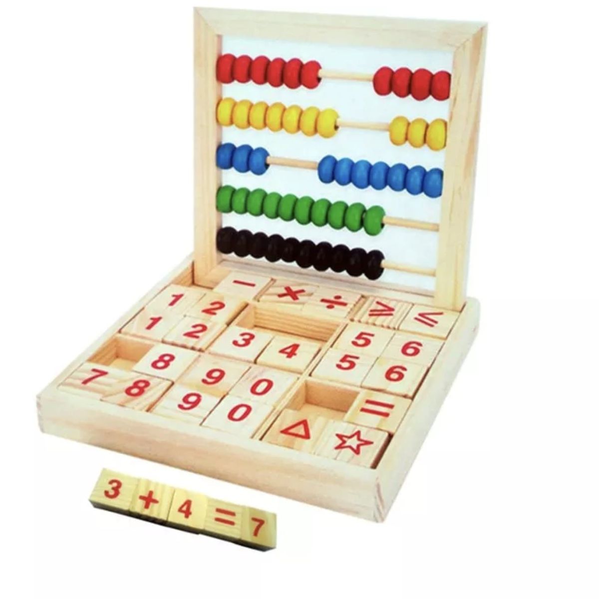 GENERICO - JUEGO EDUCATIVO NIÑOS BLOCKS MADERA NUMEROS LETRAS ABACO