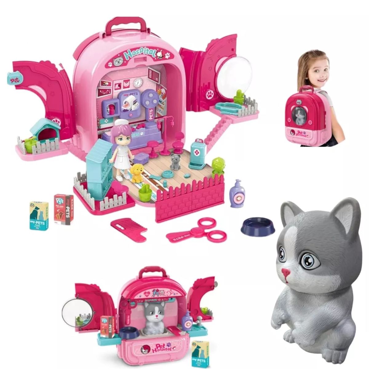 GENERICO - JUGUETE NIÑA KIT MEDICO VETERINARIA GATO 31 MALETA PORTATIL