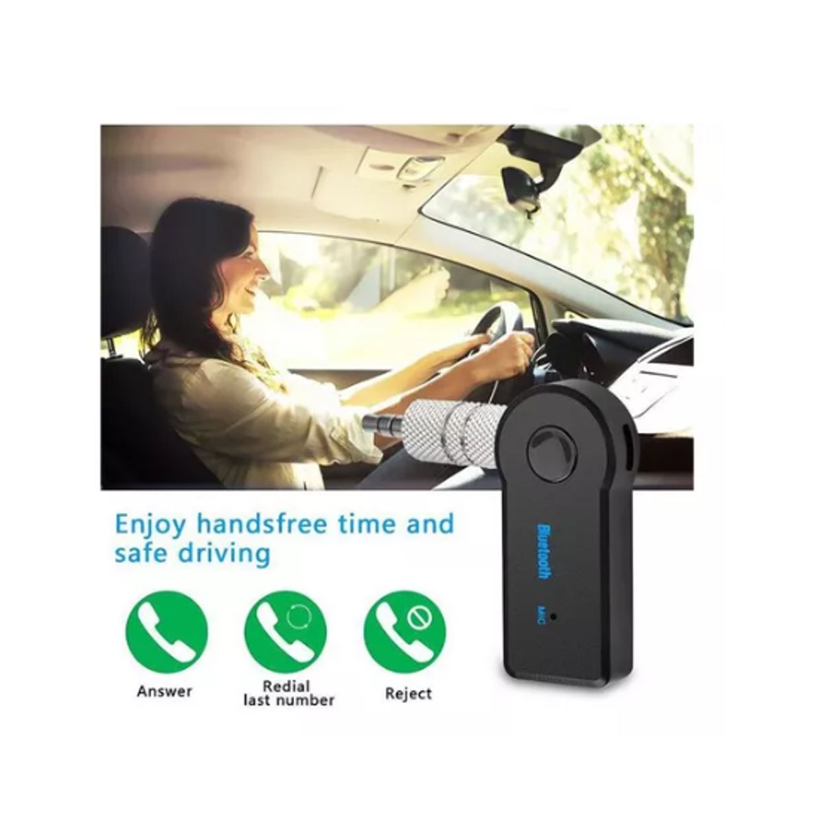 GENERICO - Auxiliar Bluetooth Recargable 3.5mm 2 En 1 Manos Libres Jack