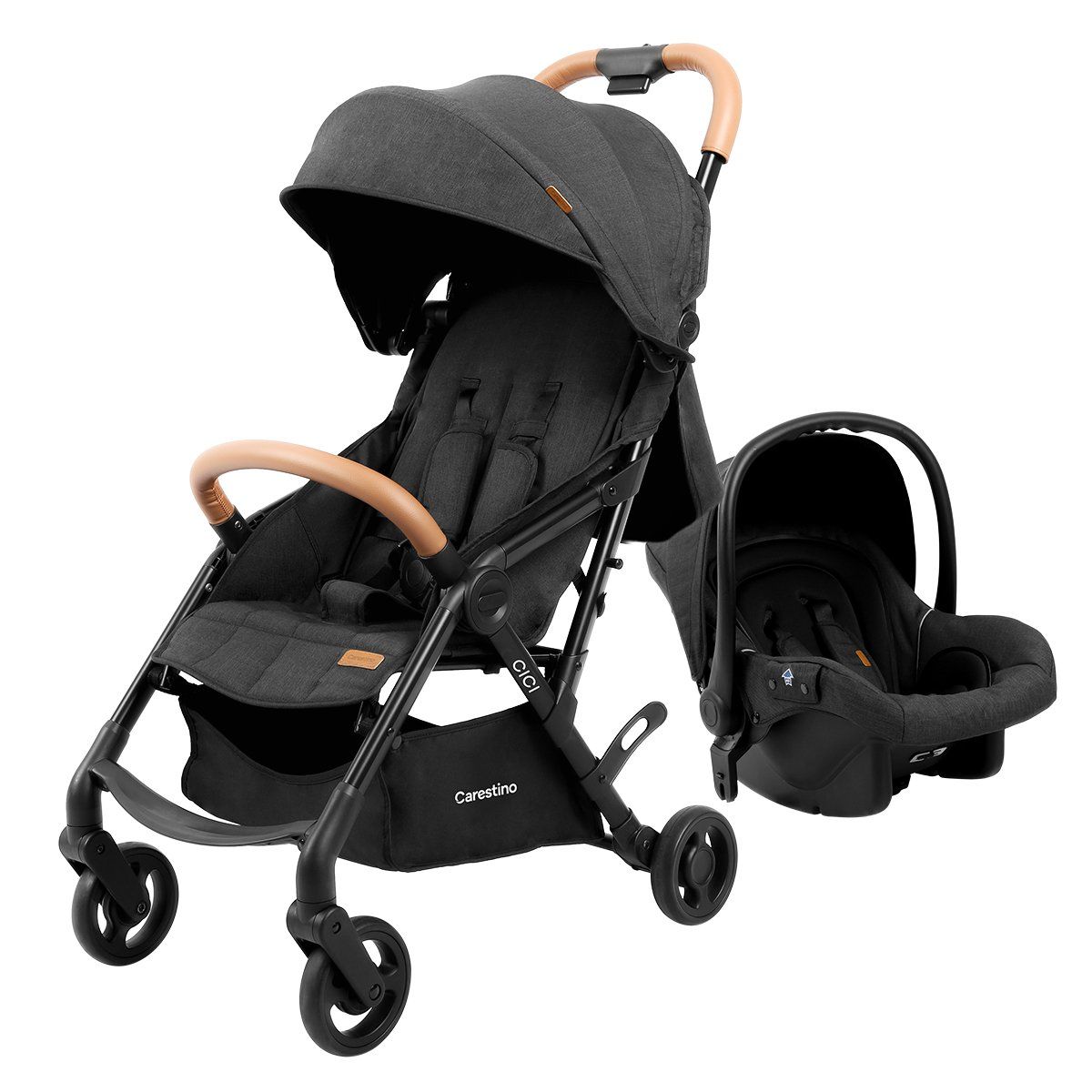 CARESTINO - Coche Cici con Huevito Negro Melange