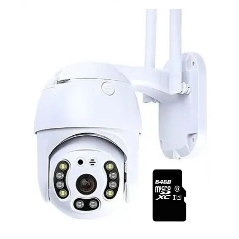 AWEI - Cámara De Vigilancia Tipo Exterior PTZ Wifi 360° V380PRO + SD 128 GB