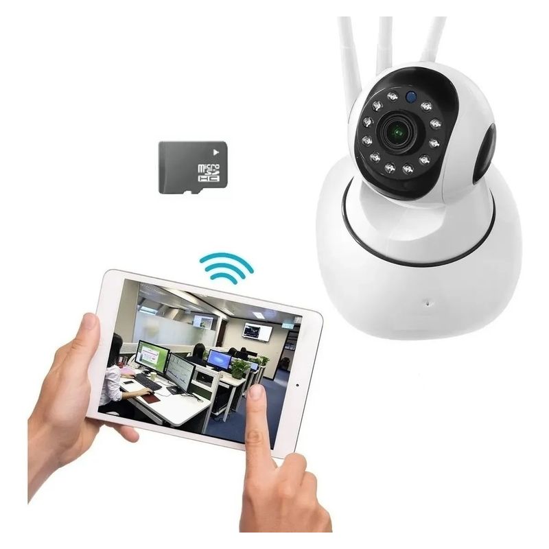 AWEI - Q5 Cámara De Seguridad 360 Robótica Wifi Color Blanco + SD 32 GB