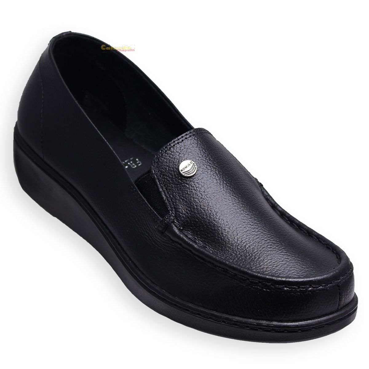 CALZADO ROMULO - Romulo Cuero Tubular Dama Mocasín Tacón Corrido