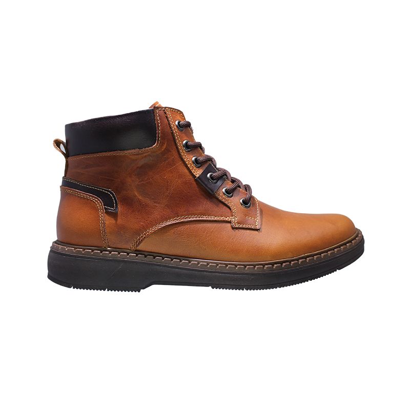 GENERICO - Bota En Cuero De Amarrar Y Cremallera Lateral Para Hombre