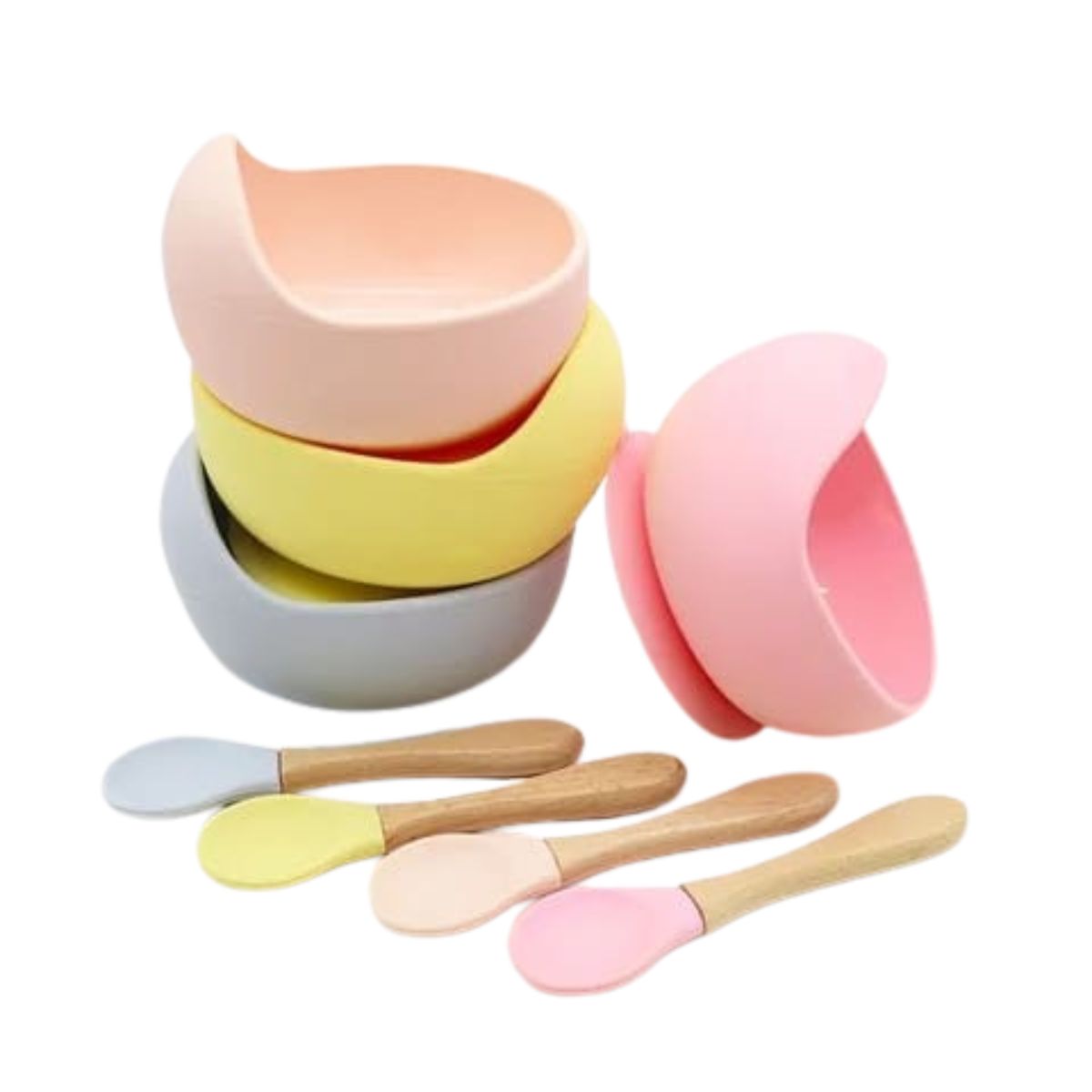 GENERICO - Vajilla plato y cuchara para Bebé en Silicona