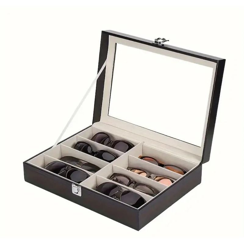 GENERICO - Estuche para organizar 8 gafas en cuero sintetico