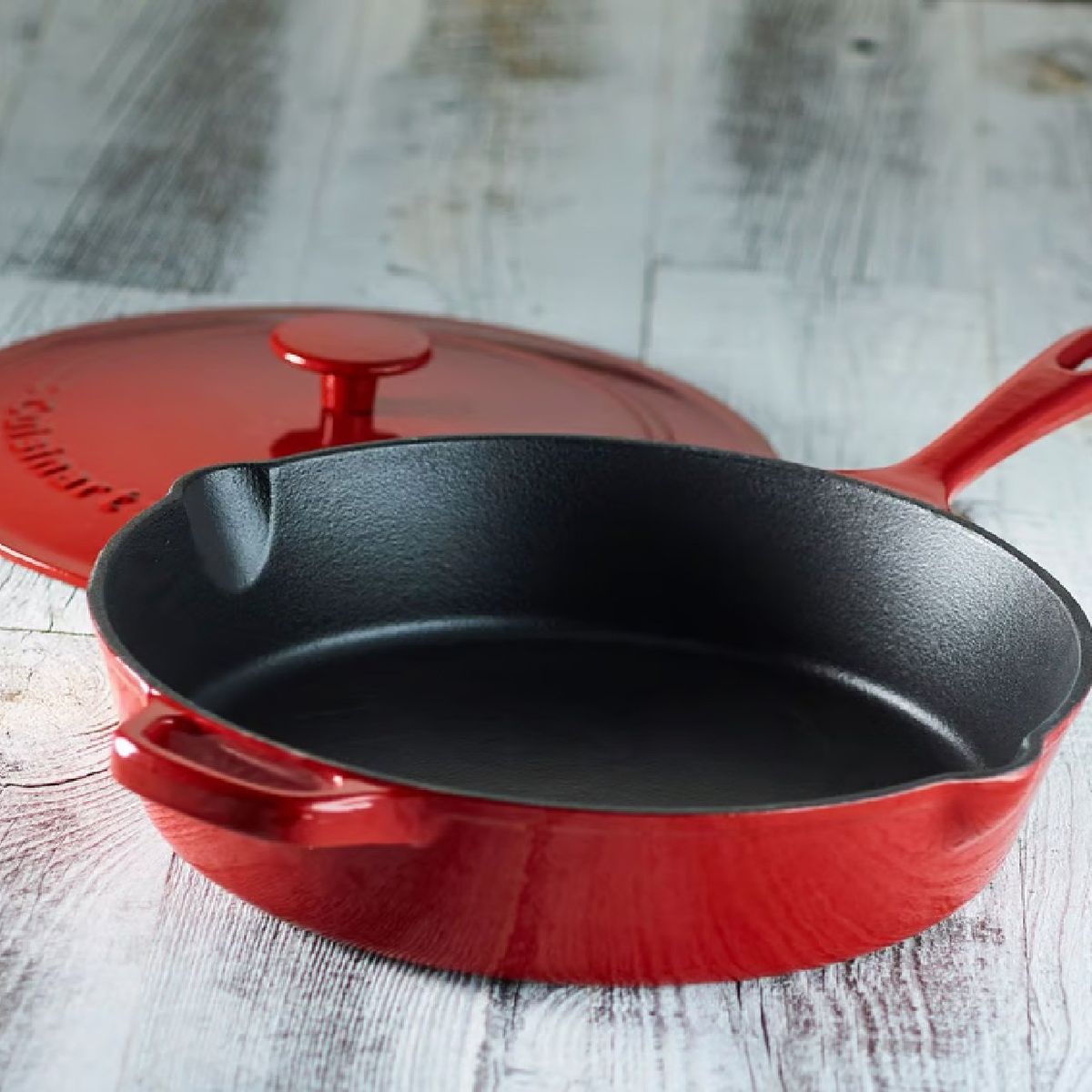 CUISINART - Sartén Olla Cuisinart Chefs 30cm Hierro Esmaltado con tapa 30cm