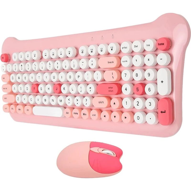 GENERICO - Teclado Burbuja Indicador Bateria Mouse Gato Inalambrico Usb