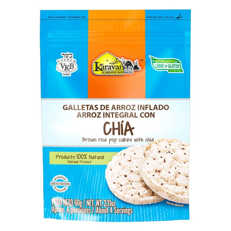 KARAVANSAY - Galleta Arroz Integral Karavansay Con Chia X 60g