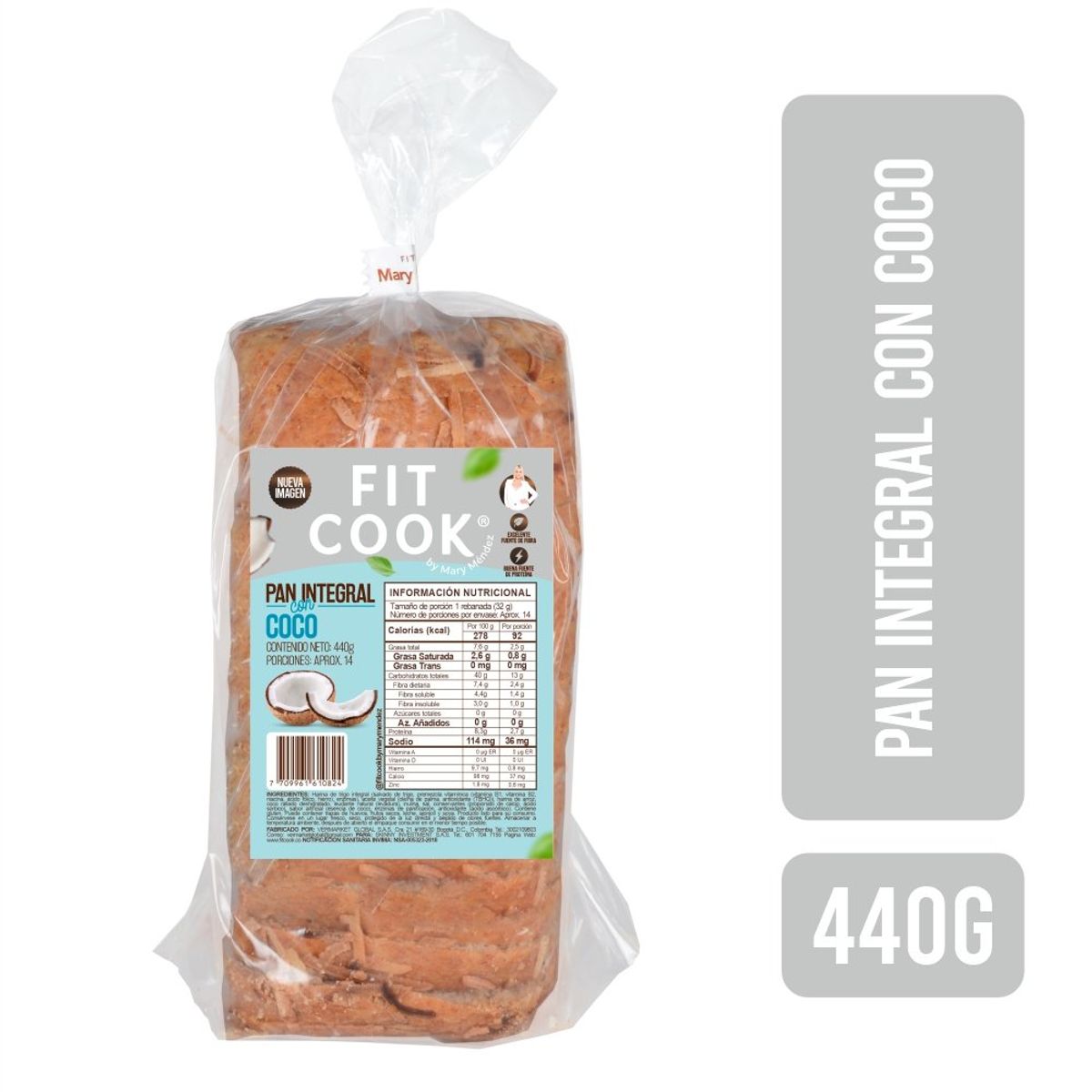 GENERICO - Pan Fitcook Integral Coco X 430G