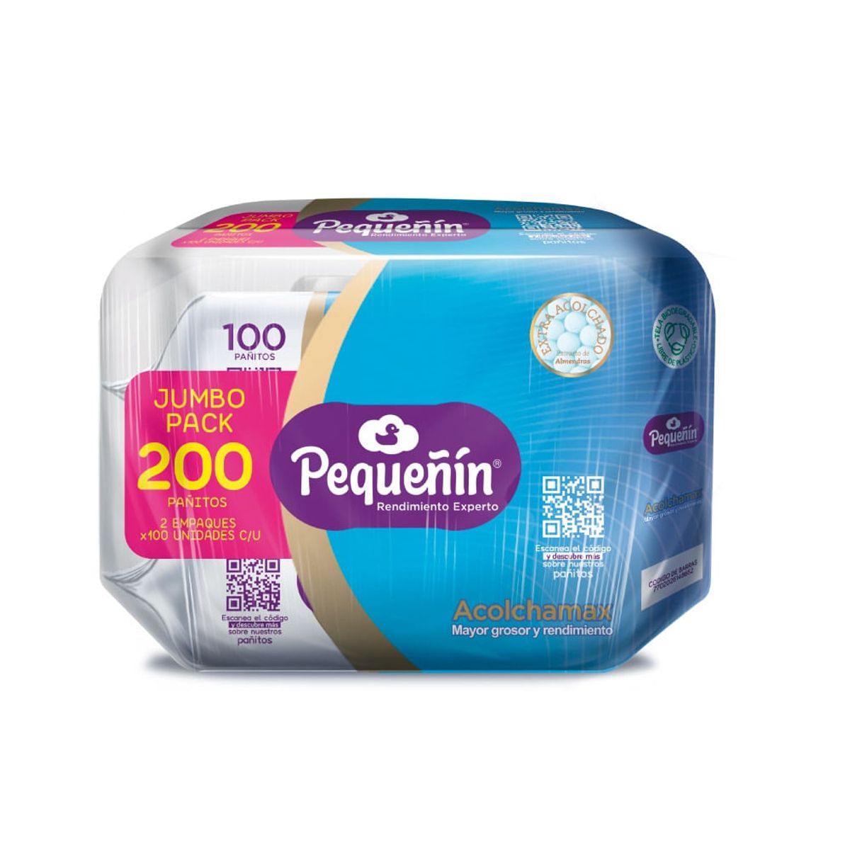 PEQUEÑIN - Pañitos Húmedos Pequeñin Acolchamax Jumbo Pack X 200Und