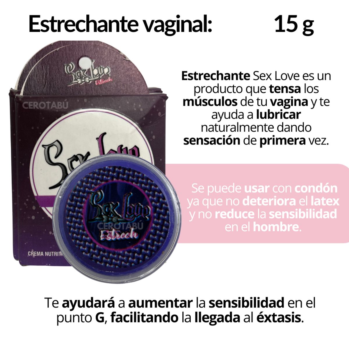 SEX LOVE - Lubricante Estrechante Vaginal Rejuvenecedor Contrae Músculos 15g