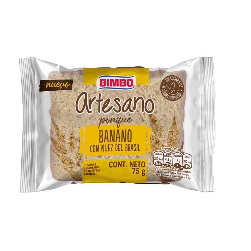 BIMBO - Ponque Artesano Bimbo Banano Y Nuez X 75g