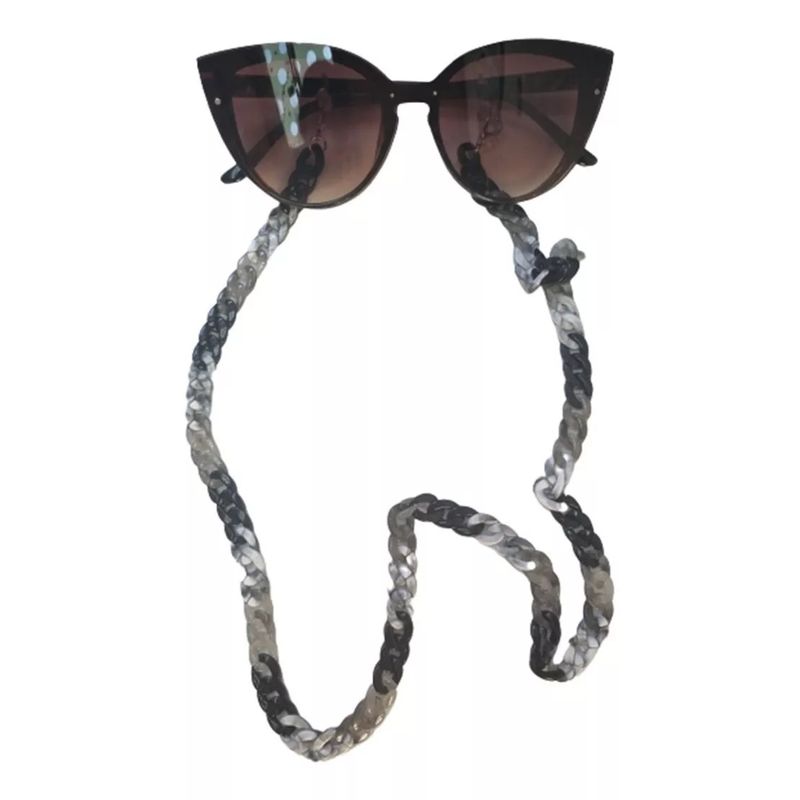 VIA7 - Cadena para gafas  blanco con negro gruesa de pasta unisex