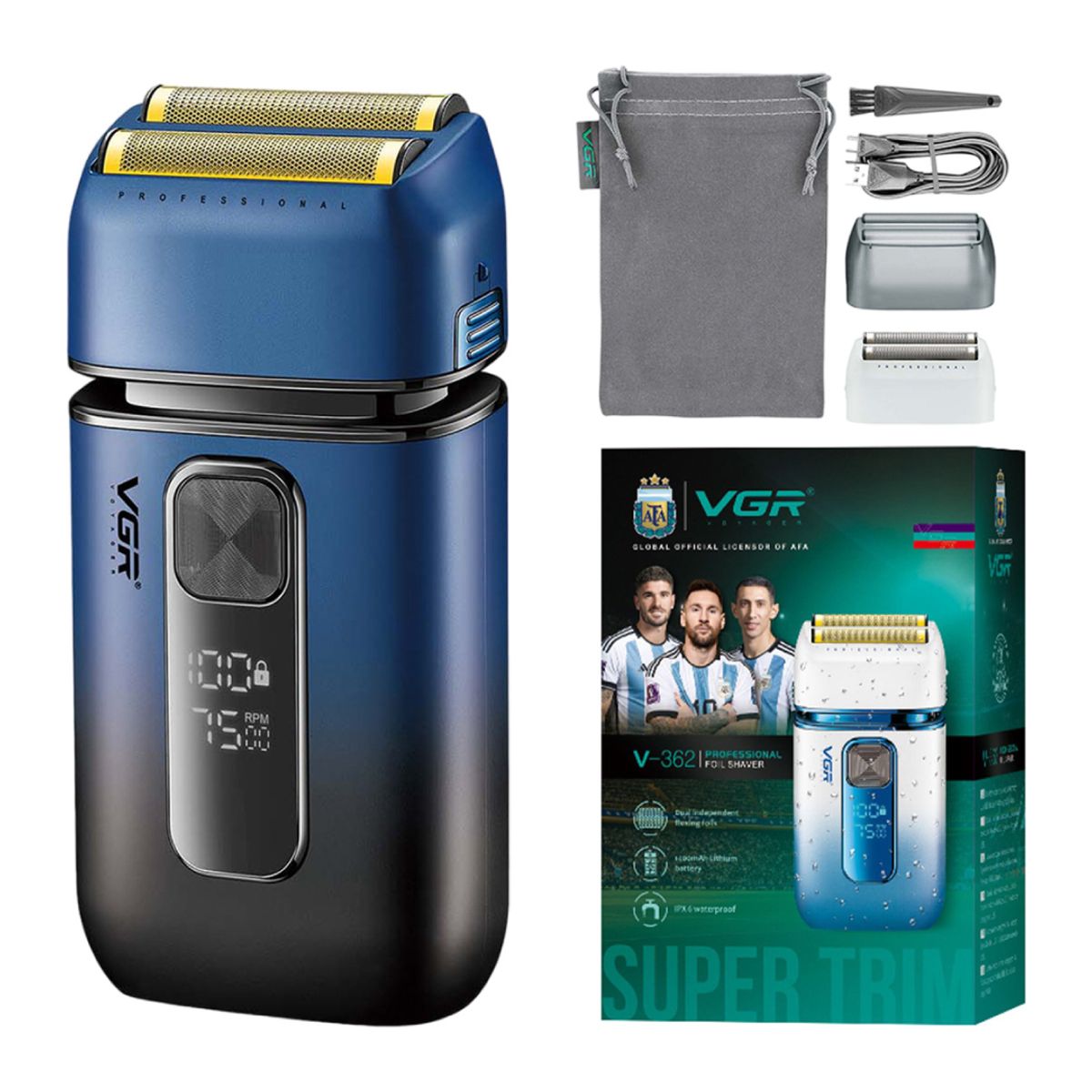 VGR - Afeitadora Eléctrica 2en1 Trimmer Vgr V-362 Afa Negroazul
