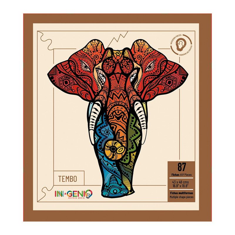 INGENIO - Rompecabezas 87 Piezas Elefante Tembo Madera