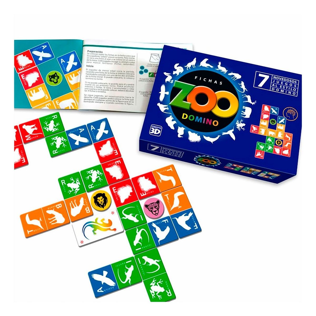CONCEPTO 3D - Zoo Domino 7 Estilos Juego De Mesa Español