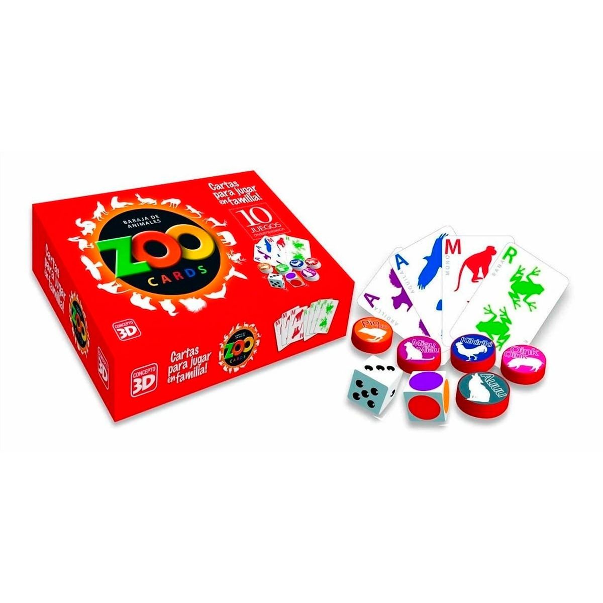 CONCEPTO 3D - Zoo Cards 10 Estilos Juego De Mesa Español