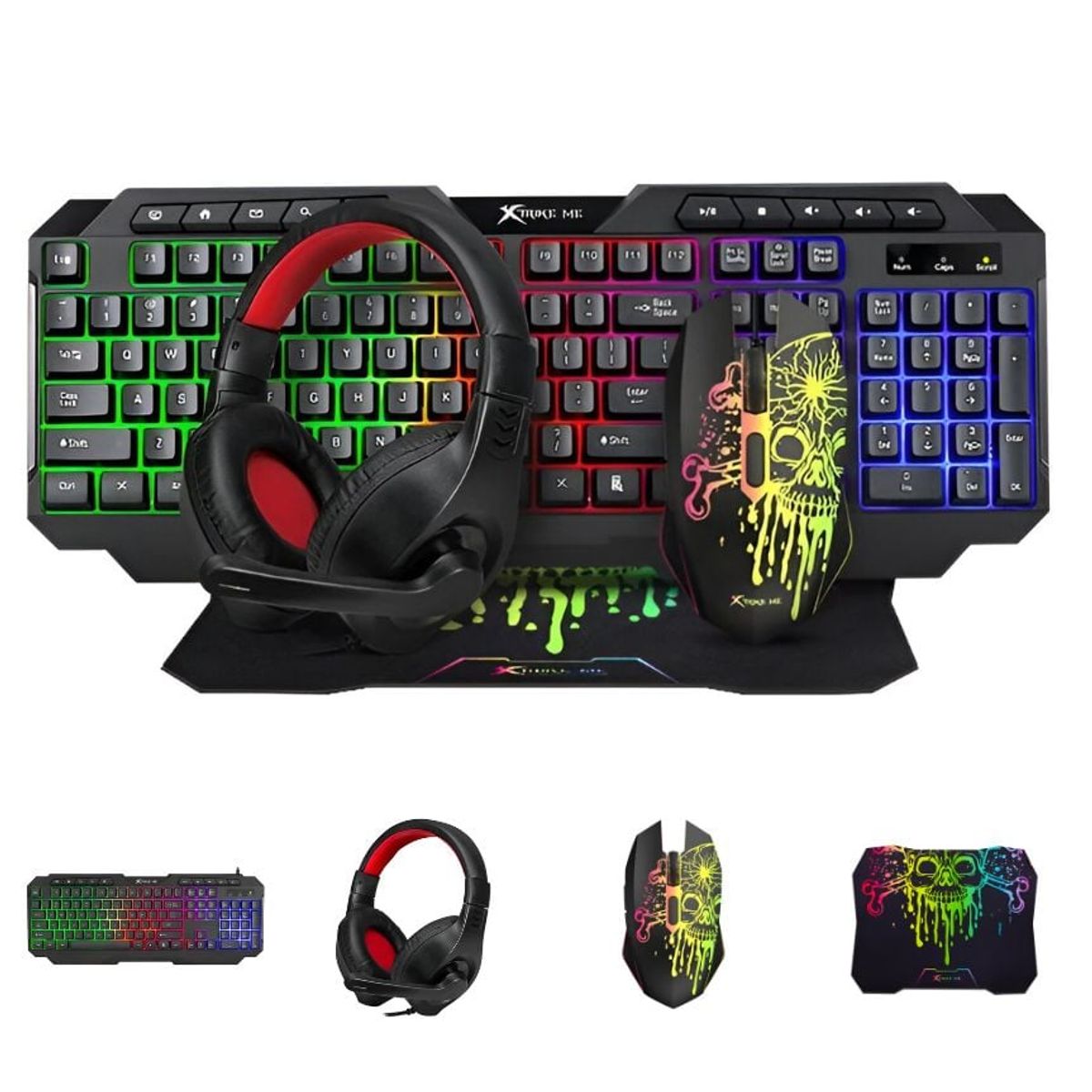 XTRIKE ME - Combo Gamer 4x1 Teclado + Mouse 8000 DPI  + Audifonos + MPad Xtrike Me