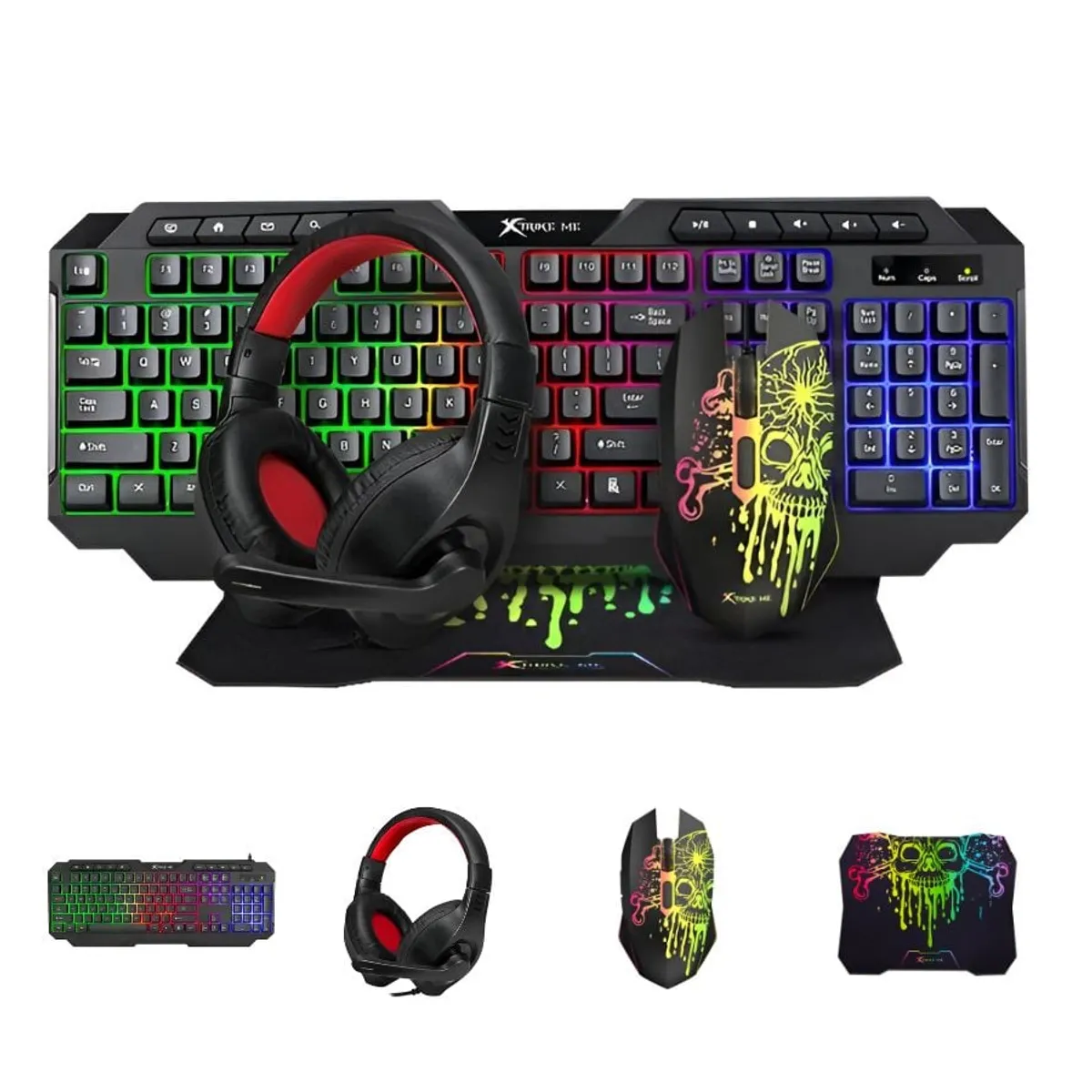 XTRIKE ME - Combo Gamer 4x1 Teclado + Mouse 8000 DPI  + Audifonos + MPad Xtrike Me