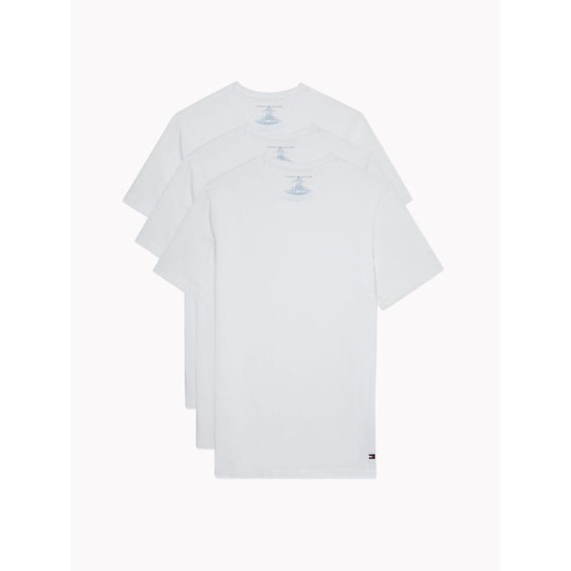 TOMMY HILFIGER - Pack blanco de 3 camisetas de cuello redondo con logo  Tommy Hilfiger