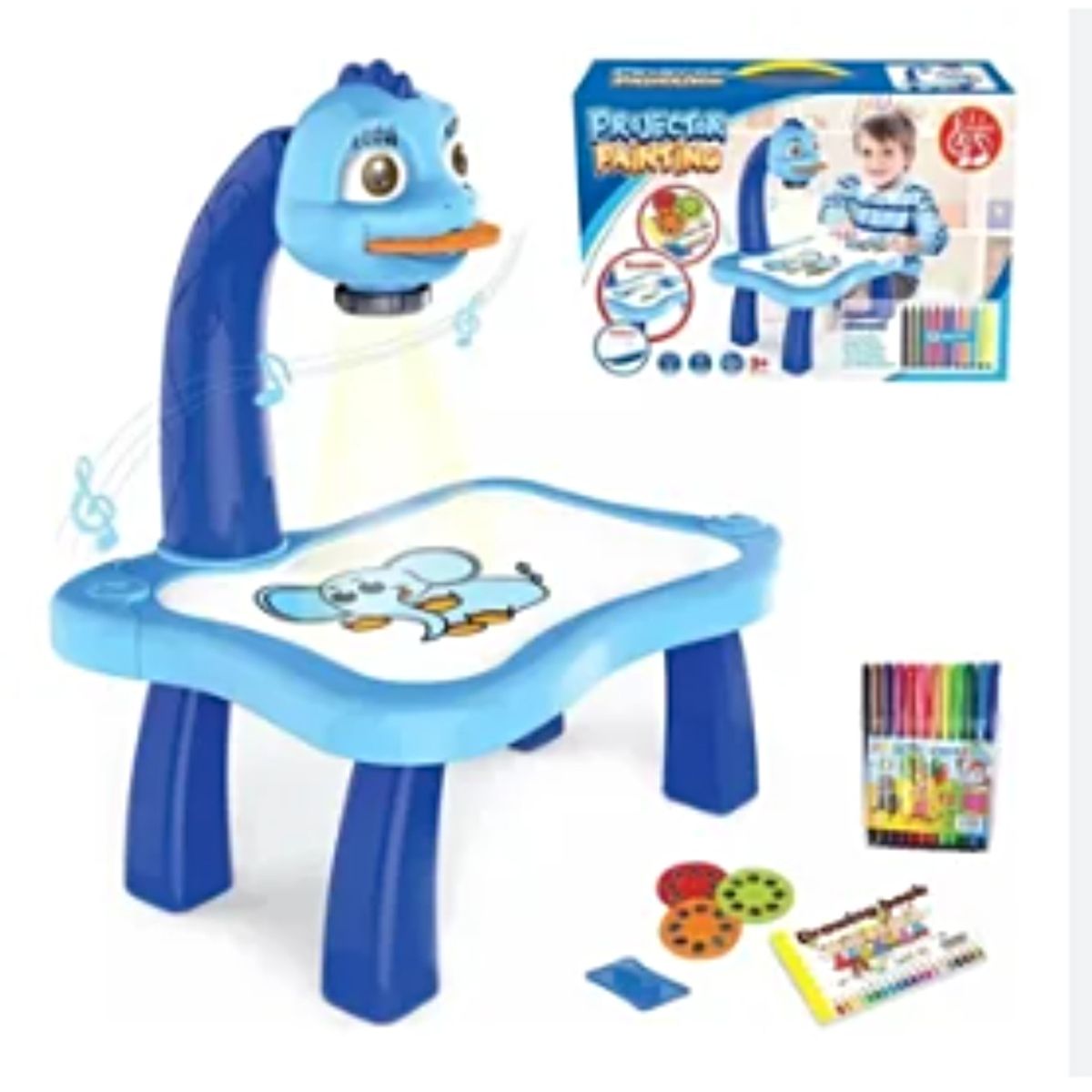 GENERICO - Mesa Proyector Para Dibujo Niños Con Accesorios - Azul