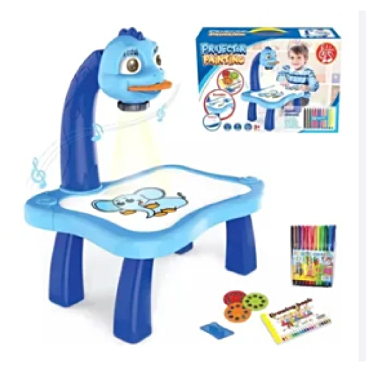 GENERICO - Mesa Proyector Para Dibujo Niños Con Accesorios - Azul