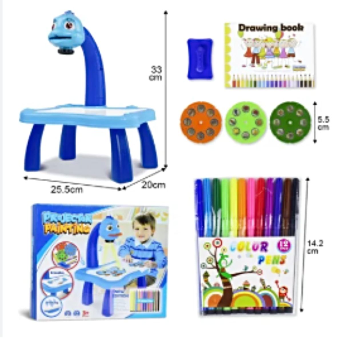 GENERICO - Mesa Proyector Para Dibujo Niños Con Accesorios - Azul