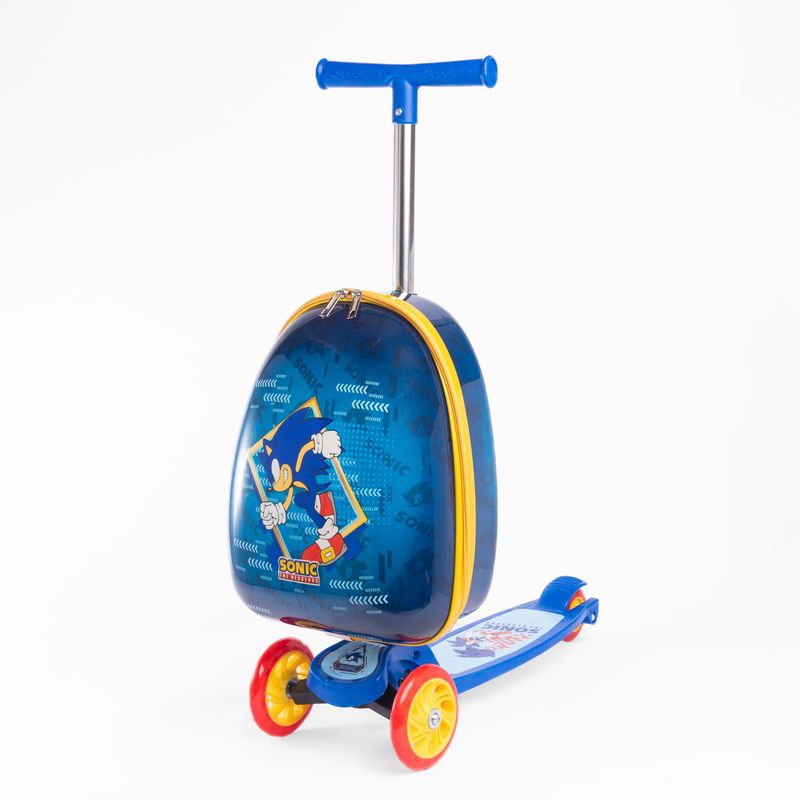 SONIC - Patineta Scooter Con Maleta Sonic Azul 3 Ruedas_.