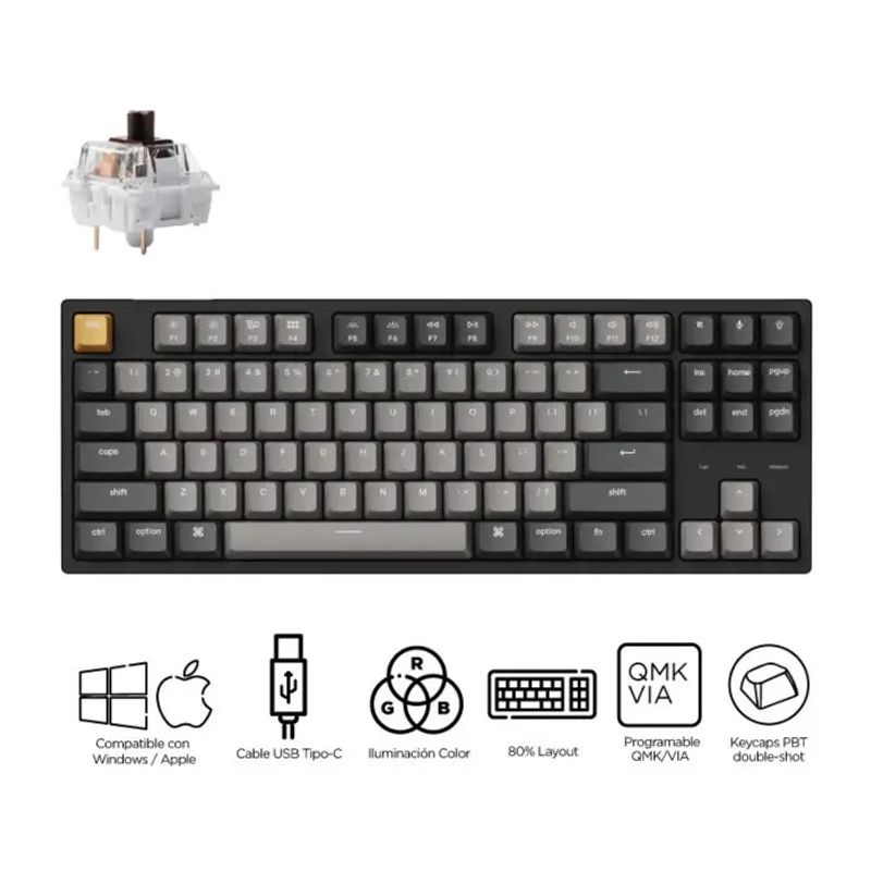 KEYCHRON - Teclado Mecánico Keychron C1 PRO RGB QMK switch brown