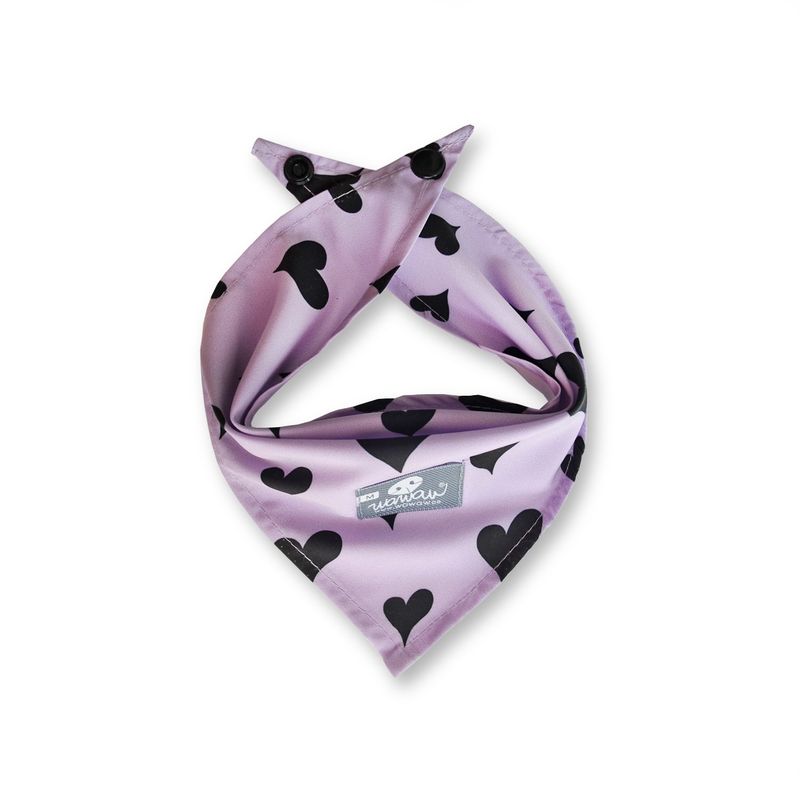 WAWAW - Pañoleta para perro subliminal talla S lila corazones negros