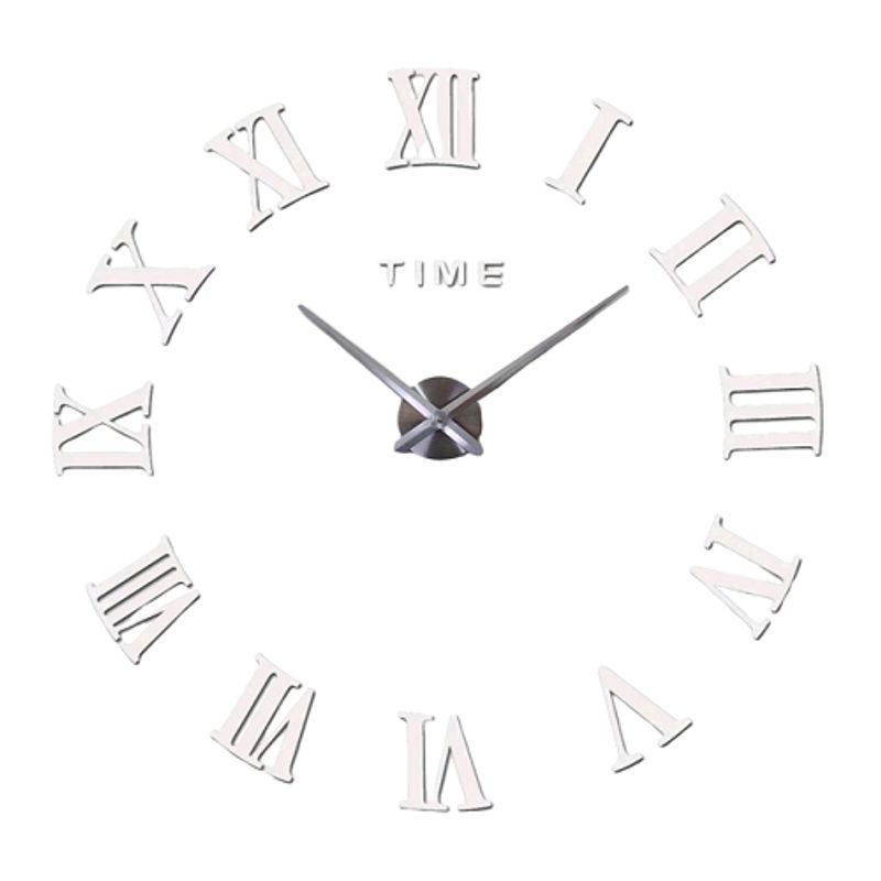 GENERICO - RELOJ DE PARED 3D MINI TAMAÑO 50X50CM COLOR PLATEADO