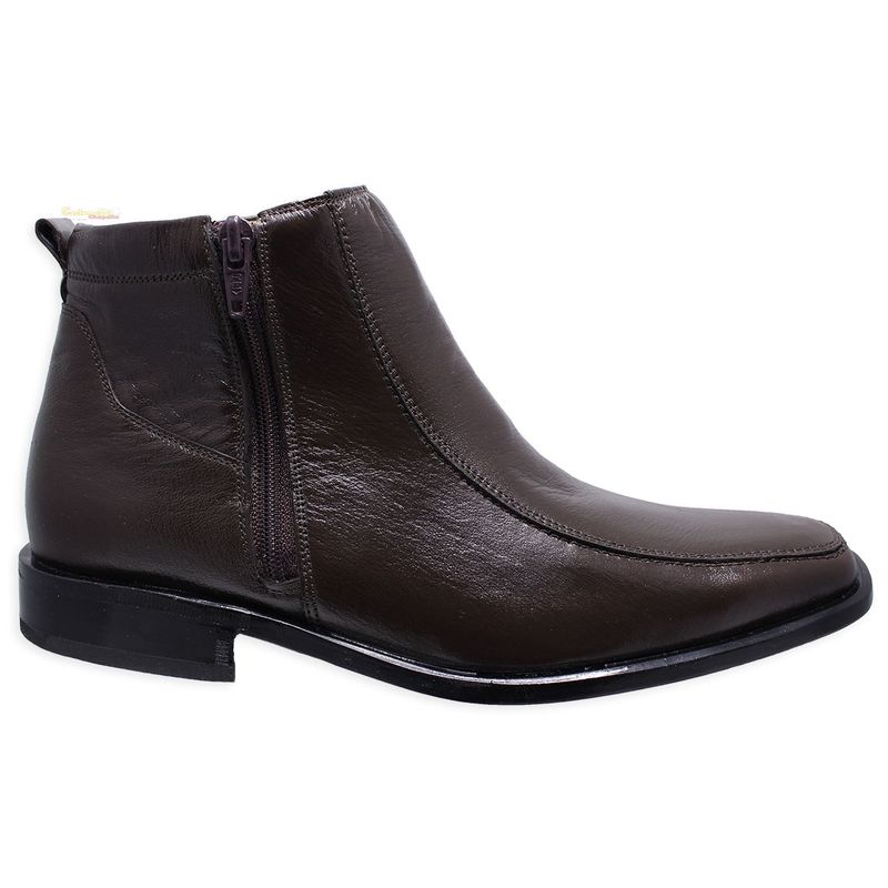 GENERICO - Botin Cuero Hombre Cremallera Lateral Suela Caucholite