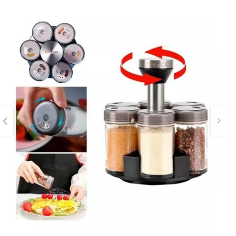GENERICO - Condimentero Giratorio Para Especias Organizador Cocina X6 Color Gris