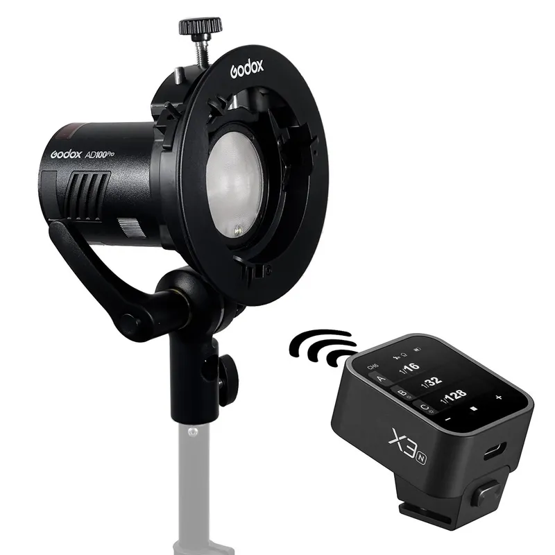 GODOX - Kit Godox Flash AD100Pro Soporte S2 y Disparador Godox X3 para Nikon